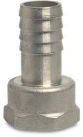 Schlauchtülle mit Sechskant Edelstahl 316,  2" IG x 50 mm Schlauchtülle